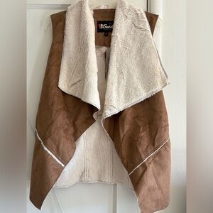 Brown and Cream Faux Shearling Vest